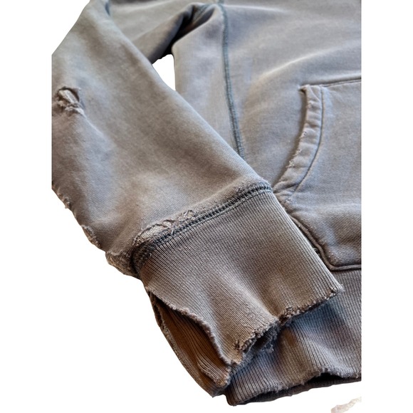 Distressed J Crew Full Zip Hoodie S Men's Gray Sweatshirt Fleece Lined Grunge - Picture 13 of 16